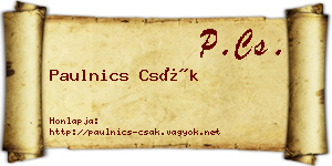 Paulnics Csák névjegykártya